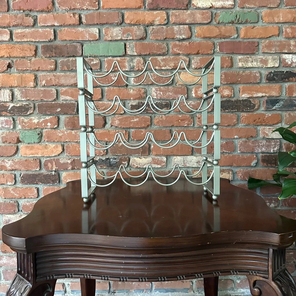 4-Tier Wrought Iron Stackable Wine Rack 16 Bottle Gray Pier 1 Style